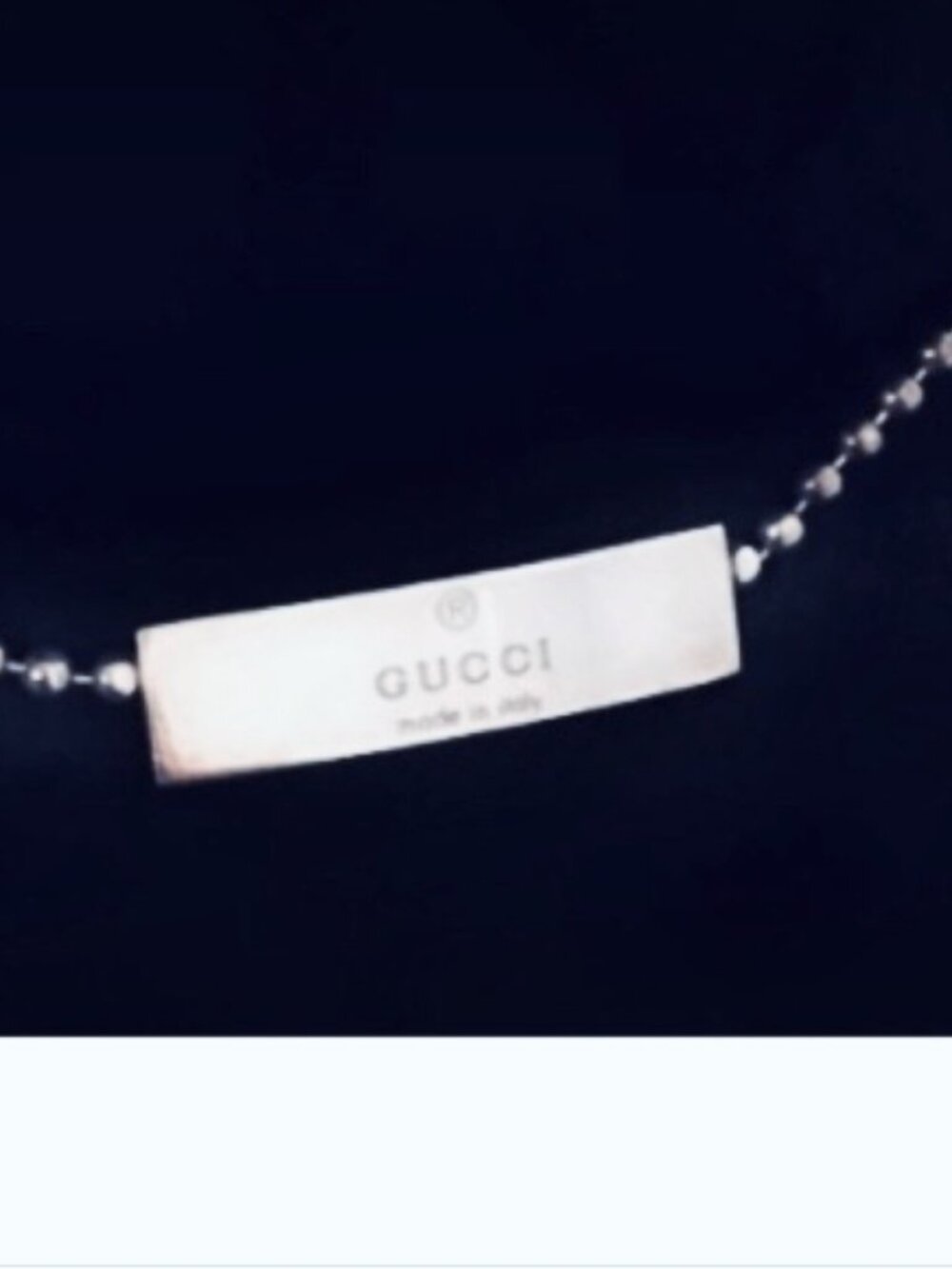 Auth Solid 925 GUCCI (w Serial #) Ball Chain Monogrammed Plate Choker Chain - Picture 2 of 8